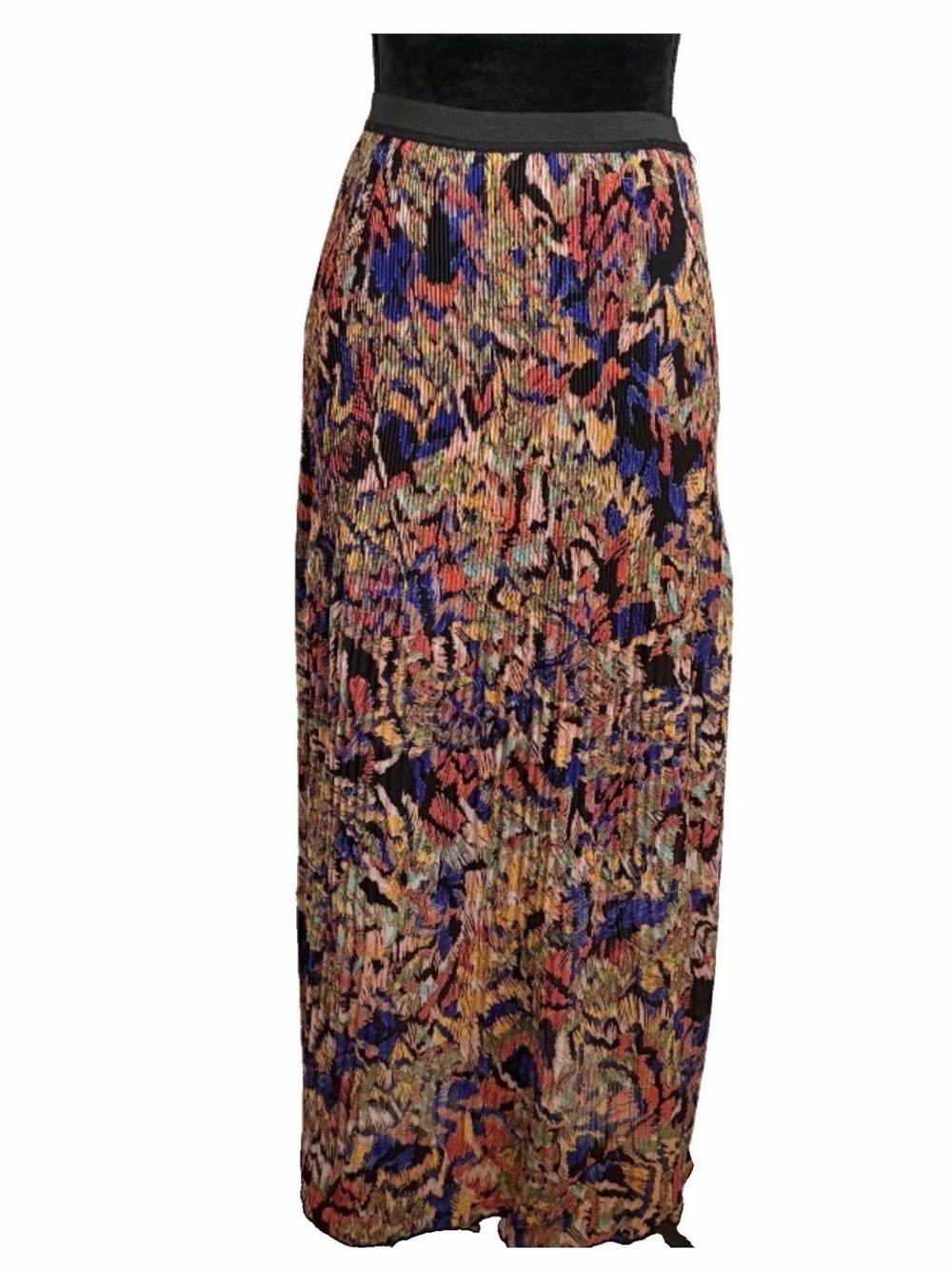 New Directions Skirt Womens M Floral Pleated Chiffon Long Lined Pull On Stretch